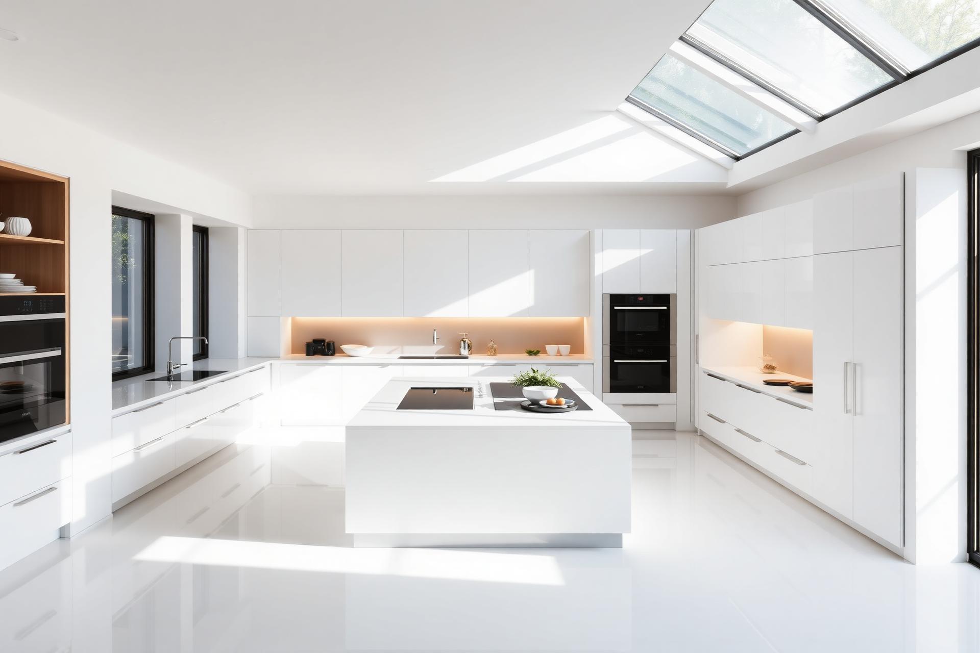 Minimalistische witte designkeuken