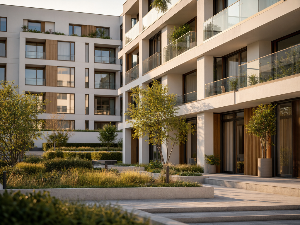 Modern appartementencomplex met Neskeukens keukens