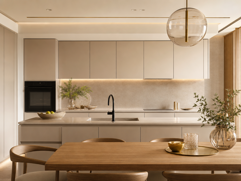 Projectkeuken in warme neutrale stijl